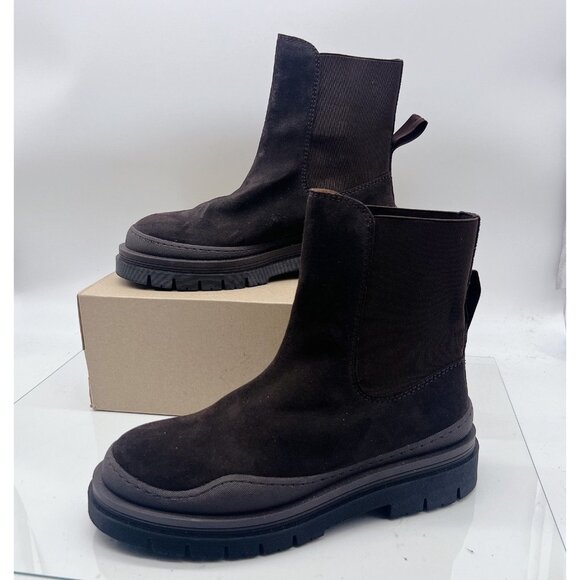 See By Chloe Alli Platform Ankle Chelsea Boots Brown Suede Pull On EU 40 US 10 - Picture 3 of 12